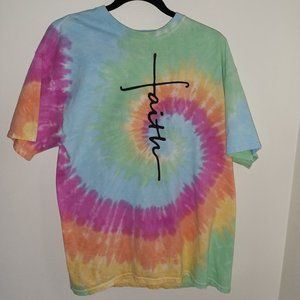 Love in Faith brand tshirt with tie dye design